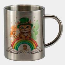 Caneca de Inox Premium Prateada 400ml GATINHO ST PATRICKS DAY ARCO IRIS 5
