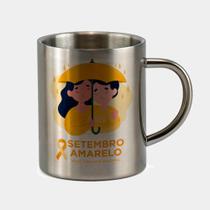 Caneca de Inox Premium Prateada 400ml SETEMBRO AMARELO CAMPANHA GUARDA CHUVA