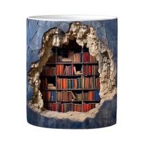 Caneca De Livros De Biblioteca De Cerâmica 3D Prateleira Multiuso Copo De Café Estudo Copo De Leite