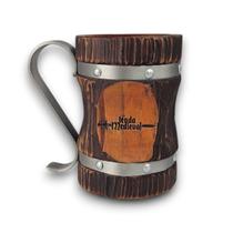 Caneca de Madeira Entalhada Rústica 980ml Tenda Medieval