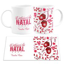 Caneca de natal 325ml Lembrança do natal com nome da familia Caneca Branca Personalizada