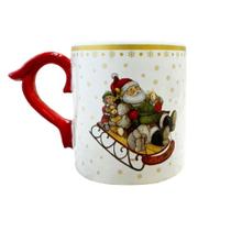 Caneca de Natal Cerâmica Papai Noel Chistmas Charm Scalla 300 ml