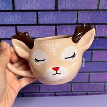 Caneca de Natal Cerâmica Rena Natalina Canecas Diferentes Caneca de Natal Cerâmica Rena Natalina Canecas Diferentes