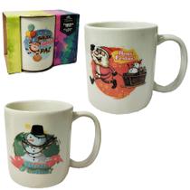 Caneca de natal de porcelana estampas sortidas 280ml