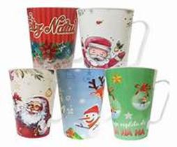 Caneca de natal plástica para decorar sua mesa kit c/4