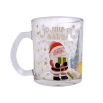 Caneca de Natal Vidro 330ml Estampada Natal Mágico Presente Caneca de Natal Vidro 330ml Estampada Natal Mágico Presente