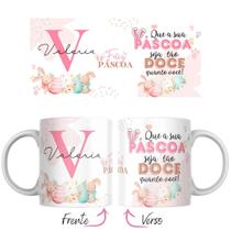 Caneca De Páscoa Com Nome Personalizado De Porcelana 325ml