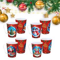 Caneca de Plástico Decorada Natal 430ml Modelo Aleatório Caneca Natalina Temática Café Chá Chocolate Presente Criativo F