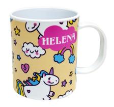 Caneca de Plástico Personalizada - Unicórnio (Com Nome)