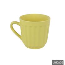Caneca de Porcelana 150ml Amarela Canelada - Tudo em Caixa