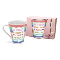 Caneca De Porcelana 300ml Amiga Vida + Caixa Presente 2101