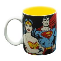 Caneca De Porcelana 300Ml Superman E Wonder Woman Urban
