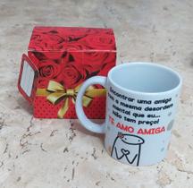Caneca de Porcelana 325 ml de amizade com caixinha