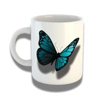 Caneca De Porcelana 325ml Com Design 3d Exclusivo Borboleta Azul