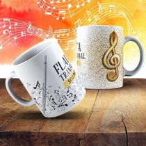 Caneca De Porcelana 325ml Com Estampa De Instrumentos Musicais Flauta Caneca De Porcelana 325ml Com Estampa De Instrumentos Musicais Flauta