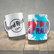 Caneca de Porcelana 325ml Decorada Ícones da Música Personalizada