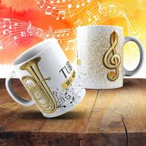 Caneca de Porcelana 325ml Personalizada com Estampa de Instrumentos Musicais