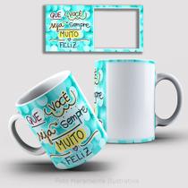 Caneca de Porcelana 325ml Personalizada Decorada Feliz Aniversário