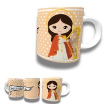Caneca de Porcelana 325ml Personalizada Santos Católicos Decorada Santa Cecília