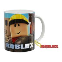 Caneca de Porcelana 325ml Roblox RBX2. Acompanha chaveiro de resina no mesmo tema