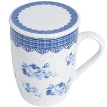 Caneca de Porcelana 340ml Com Tampa Filtro Lyor Braga Colorida Super White