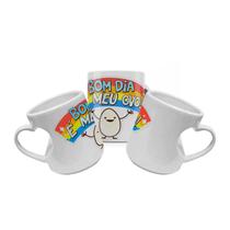 Caneca de Porcelana Alça Coração Frase Divertida Bom Dia