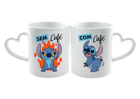Caneca de porcelana Alça de coração sem café Stitch - 01unid