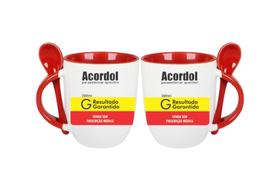 Caneca de Porcelana alça e interior colorido com colher Acordol - 01unid Caneca de Porcelana alça e interior colorido com colher Acordol - 01unid