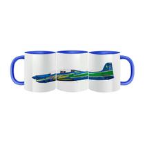 Caneca de Porcelana Aviação Avião Tucano Azul Brasil FAB Caneca de Porcelana Aviação Avião Tucano Azul Brasil FAB