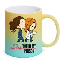 Caneca de Porcelana Azul e Amarelo - Youre My Person Greys Anatomy