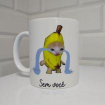 Caneca De Porcelana Banana Cat e Happy Cat