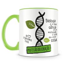 Caneca de Porcelana Biologia com Alça Verde - Mod.2 Caneca de Porcelana Biologia com Alça Verde - Mod.2