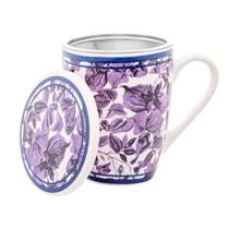 Caneca de Porcelana Blue Garden com Infusor e Tampa 310ml