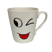 Caneca de Porcelana Branca com Carinha 330ml para Chá Café