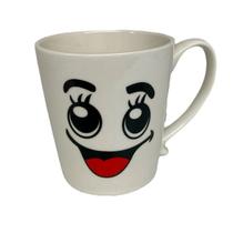 Caneca de Porcelana Branca com Carinha 330ml para Chá Café