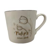 Caneca de Porcelana Branca Decorada Tulips 390ML para Chá