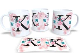 Caneca de Porcelana Branca Personalizada Coleção Alfabeto Iniciais Nomes