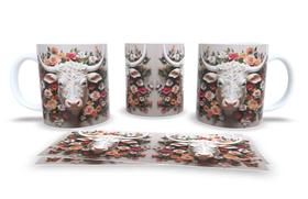 Caneca de Porcelana Branca Personalizada Coleção Animal em 3D