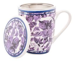 Caneca De Porcelana C/tampa E Filtro Blue Garden White Lyor Caneca De Porcelana C/tampa E Filtro Blue Garden White Lyor