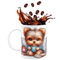Caneca de Porcelana Cachorro Yorkshire Terrier 325ml Cut Smelling Smoke Caneca de Porcelana Cachorro Yorkshire Terrier 325ml Cut Smelling Smoke
