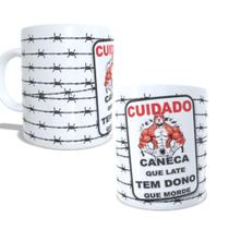Caneca de porcelana caneca que late tem dono que morde
