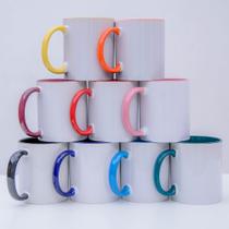 Caneca de Porcelana com alça colorida
