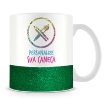 Caneca de Porcelana com Base Glitter Verde Personalizada - 325ml Caneca de Porcelana com Base Glitter Verde Personalizada - 325ml