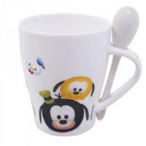 Caneca De Porcelana Com Colher Mickey & Minnie: Disney