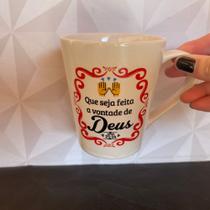 Caneca de porcelana com frases bíblicas de Deus e salmos - 250ml - artefatos de madeira