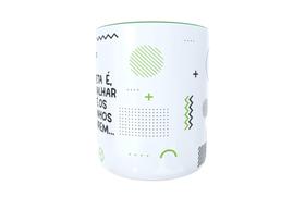 Caneca de porcelana com mensagem fixa com branca com verde
