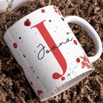 Caneca de Porcelana com Nome Personalizado Floral Com Nome Caneca de Porcelana com Nome Personalizado Floral Com Nome
