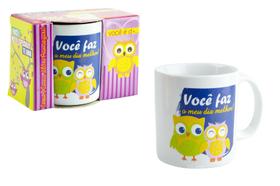 Caneca de porcelana corujas você é d+... 280ml personalizada