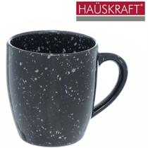 Caneca de porcelana decorativa preta senna 200ml para café chá leite com alça grande xícara