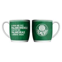 Caneca de porcelana do Palmeiras verde 360ml na caixa com alça